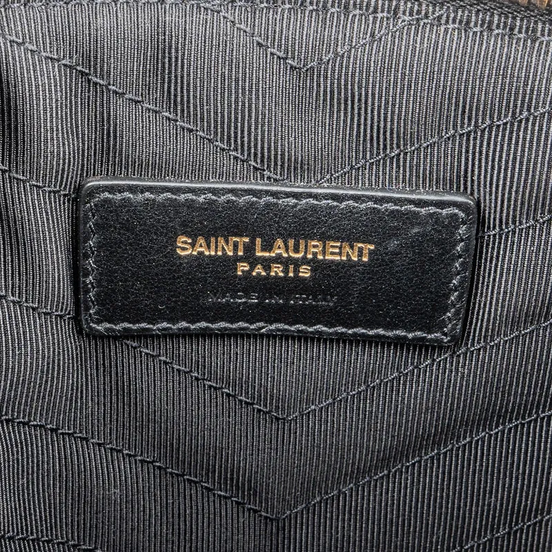 Yves Saint Laurent Chevron Quilted Monogram Leather Pouch Clutch