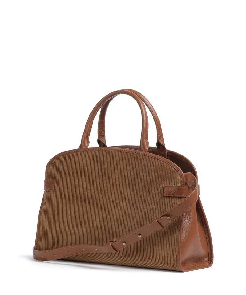 Coccinelle Sabine Corduroy Handtasche cognac