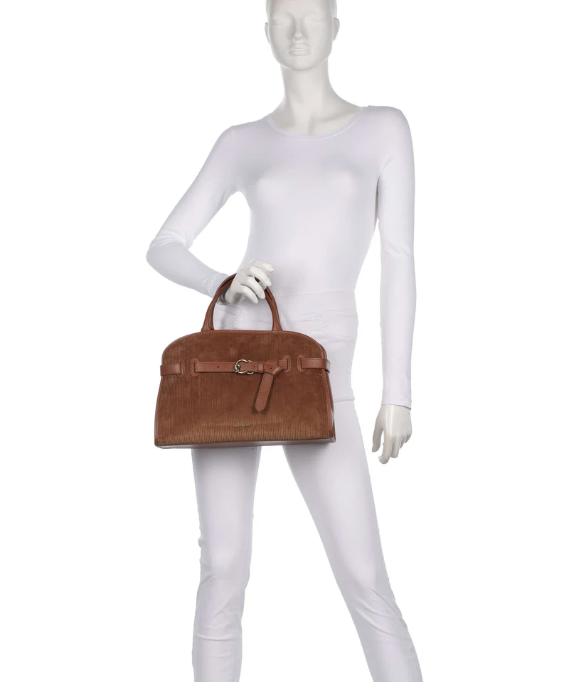 Coccinelle Sabine Corduroy Handtasche cognac