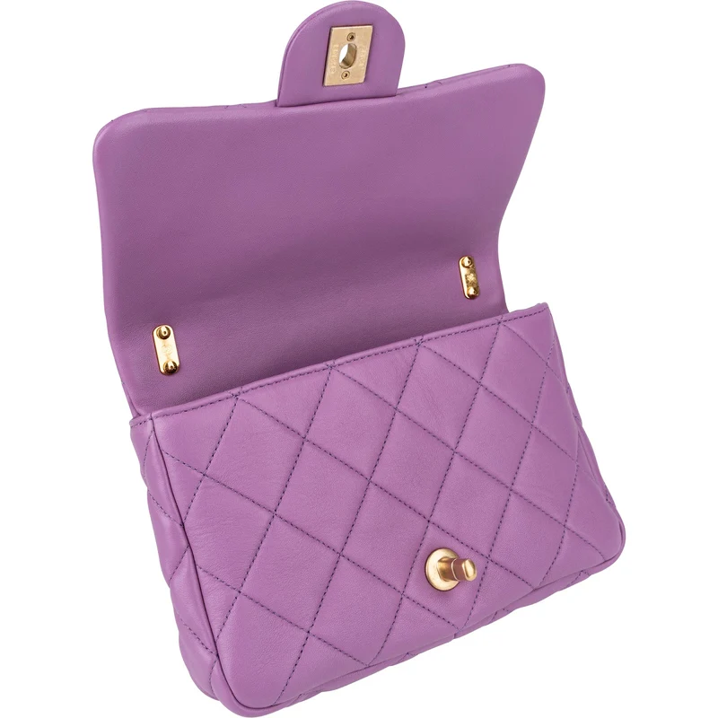 Chanel Quilted Lambskin Chunky Chain Rectangular Flap Shoulder Bag
