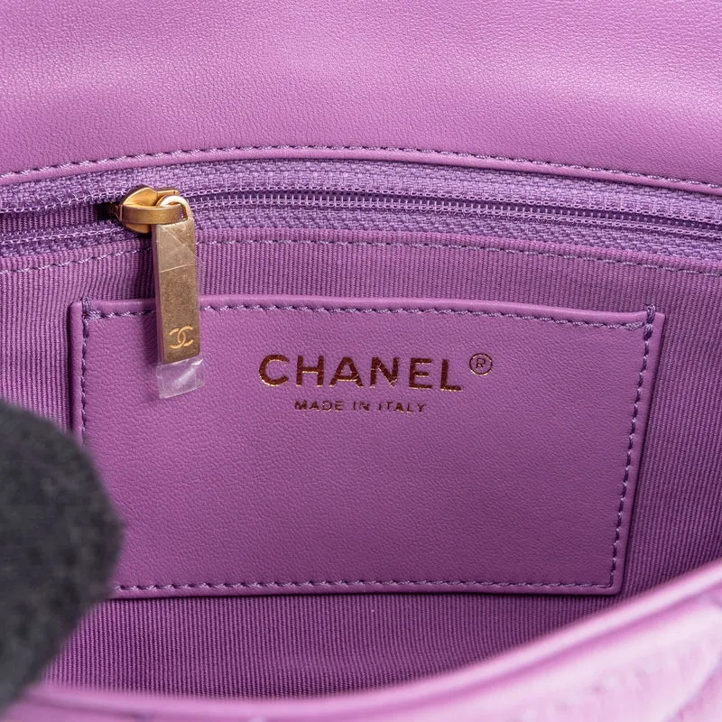 Chanel Quilted Lambskin Chunky Chain Rectangular Flap Shoulder Bag