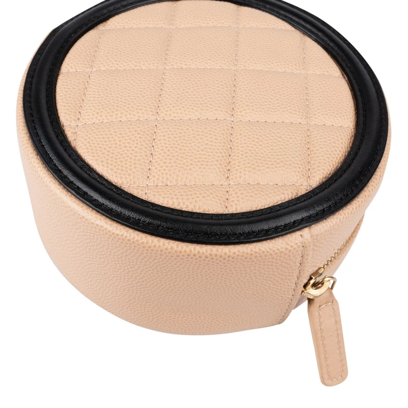 Chanel Quilted Caviar Leather CC Filigree Round Crossbody Bag