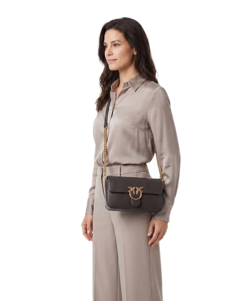 Pinko Love One Classic Slouchy Umhängetasche marrone marasca/antique gold