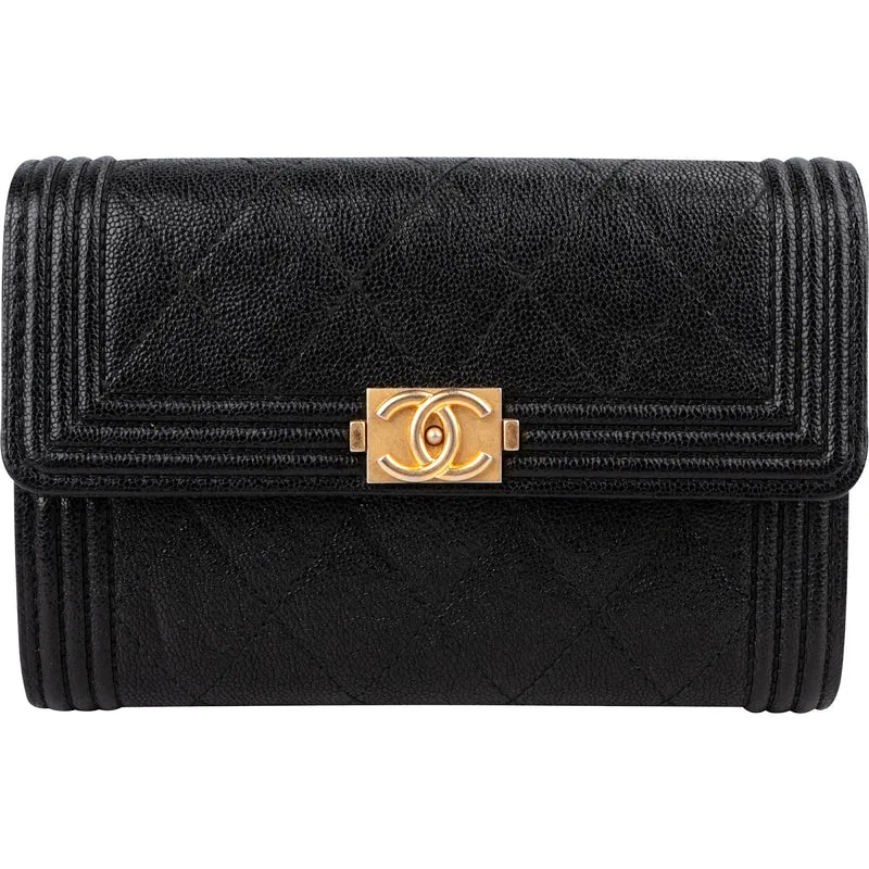 Chanel Caviar Leather Small Boy Wallet