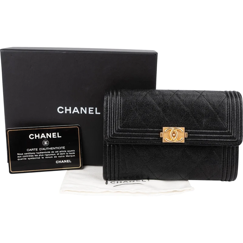 Chanel Caviar Leather Small Boy Wallet