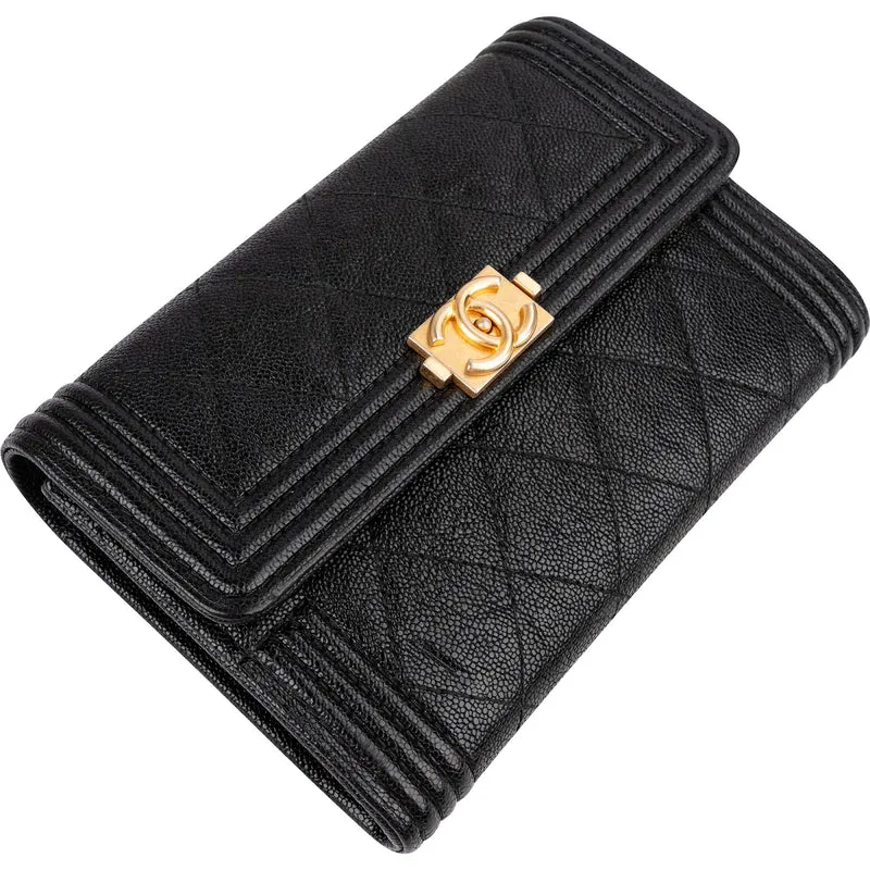 Chanel Caviar Leather Small Boy Wallet