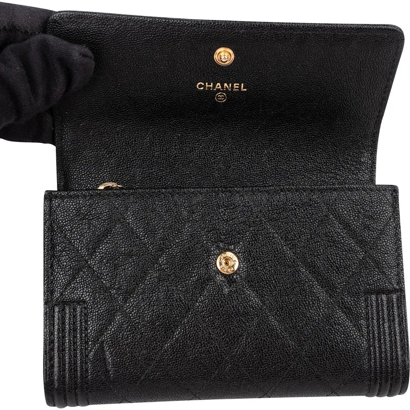 Chanel Caviar Leather Small Boy Wallet