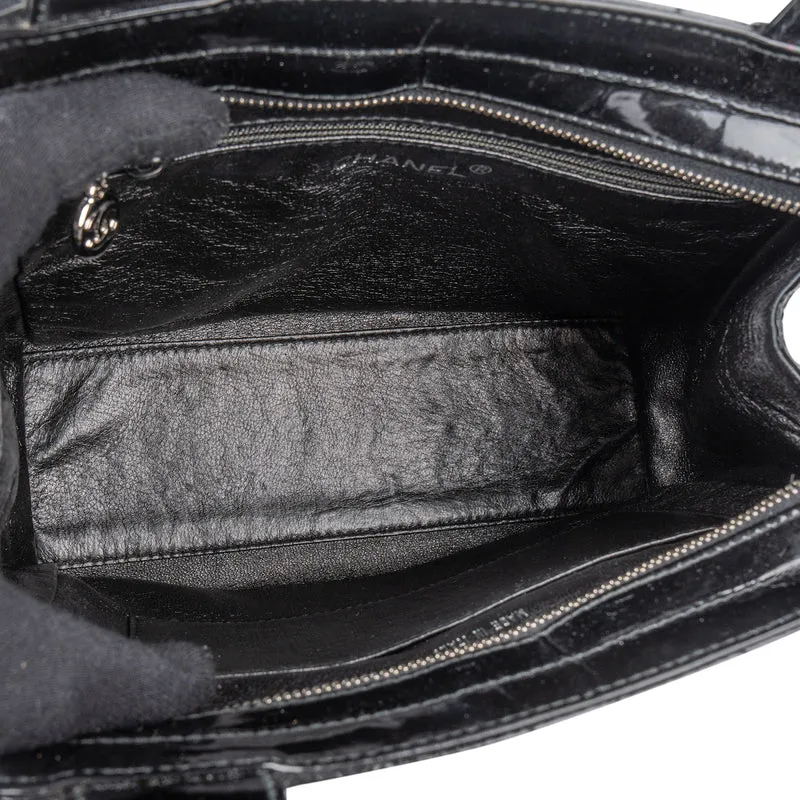 Chanel Quilted Patent Leather CC Small Tote Handbag
