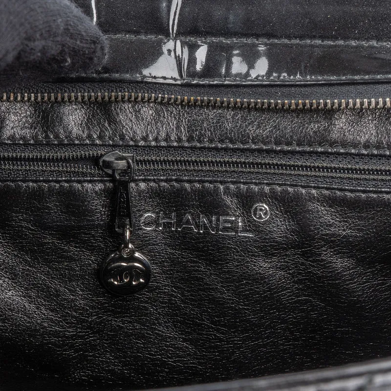 Chanel Quilted Patent Leather CC Small Tote Handbag