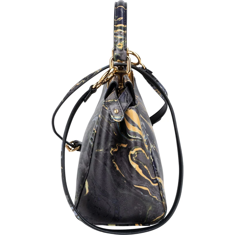 Fendi Marbled Leather Peekaboo Mini Handbag