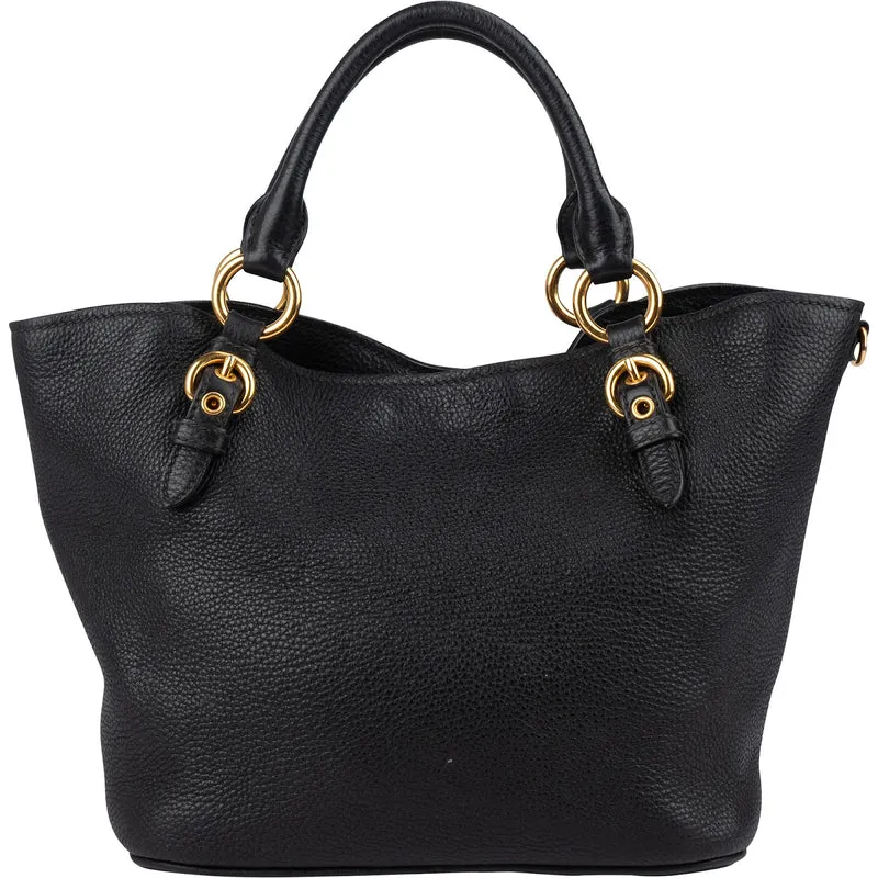 Miu Miu Grained Leather Vitello Daino Tote Handbag