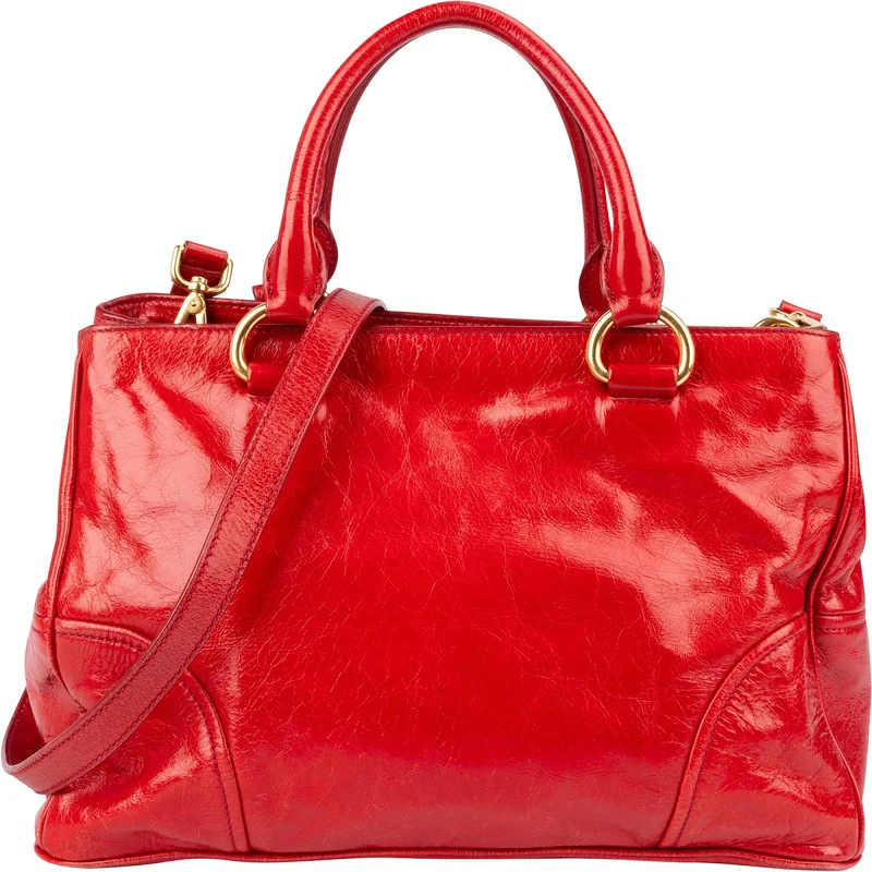 Miu Miu Red Leather Vitello Shine Tote Handbag