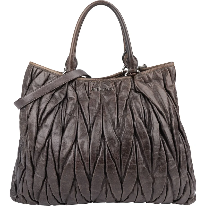 Miu Miu Quilted Matelassé Nappa Leather Tote Handbag