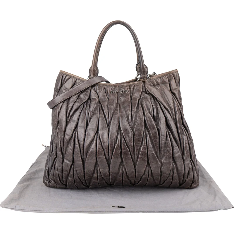 Miu Miu Quilted Matelassé Nappa Leather Tote Handbag