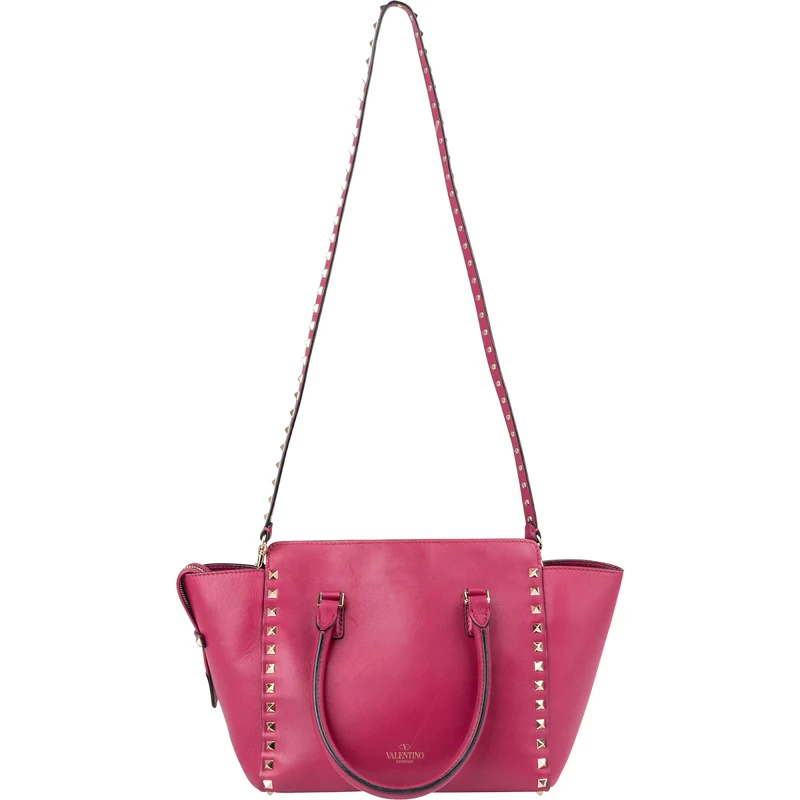 Valentino Garavani Calfskin Leather Rockstud Small Tote Crossbody Bag