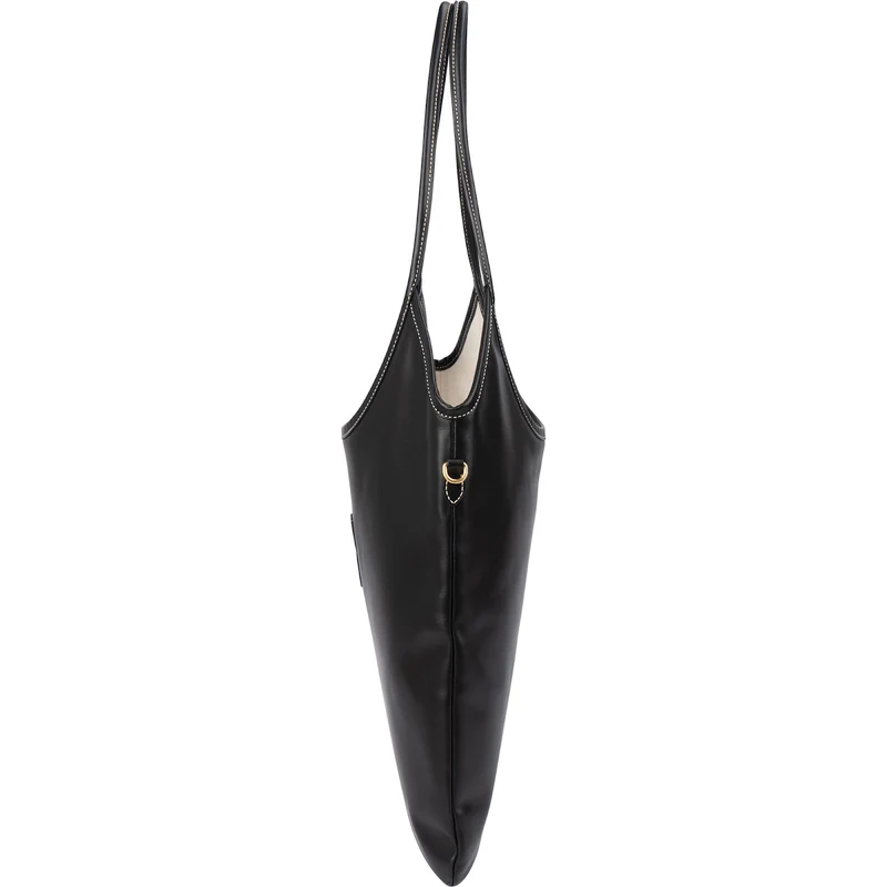 Miu Miu Smooth Leather Stitched Emblem Tote Shoulder Bag