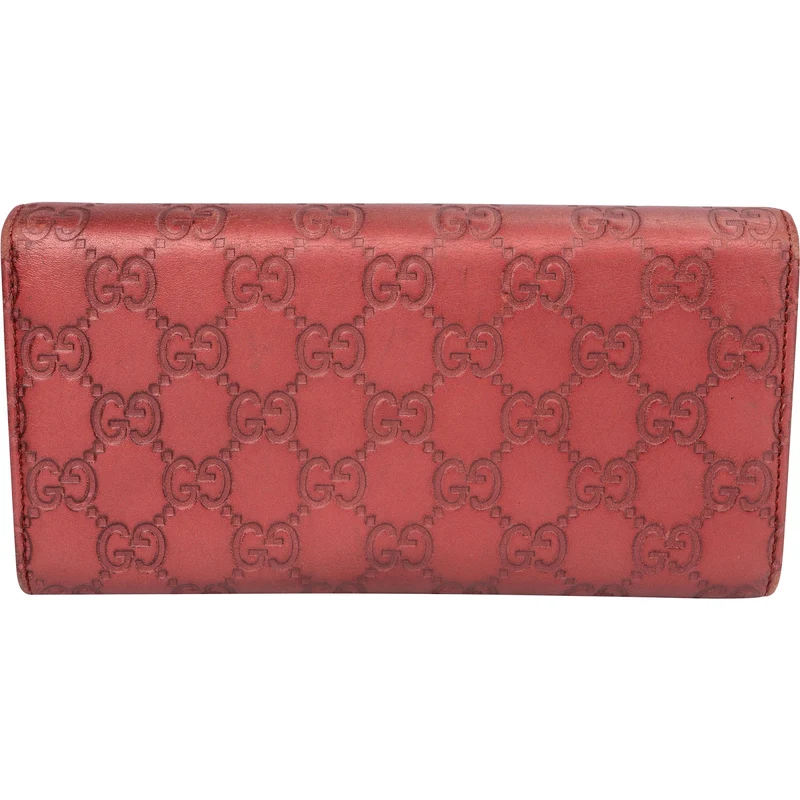 Gucci Metallic Guccissima Leather Lovely Heart Continental Wallet