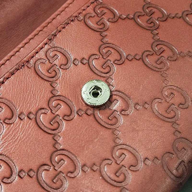 Gucci Metallic Guccissima Leather Lovely Heart Continental Wallet