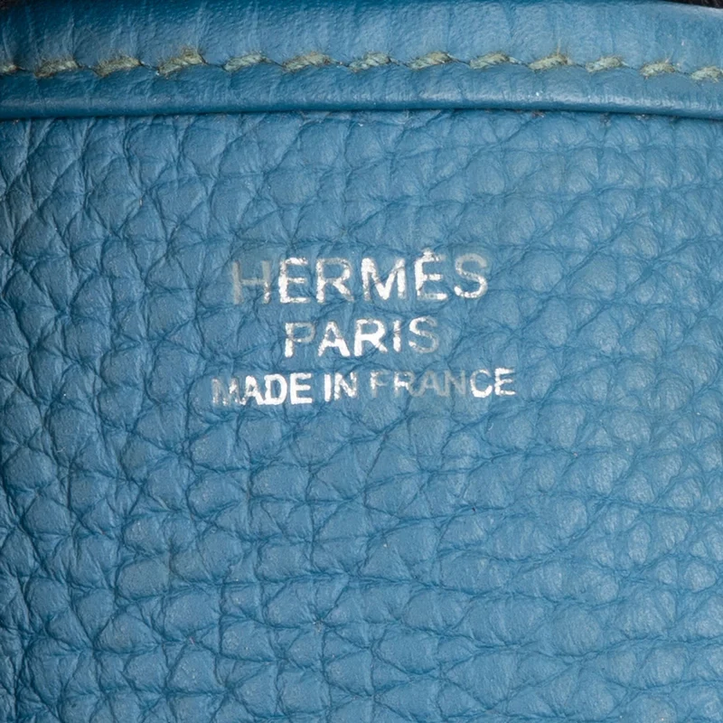 Hermès Bleu Clemence Leather Evelyne III TGM Crossbody Bag