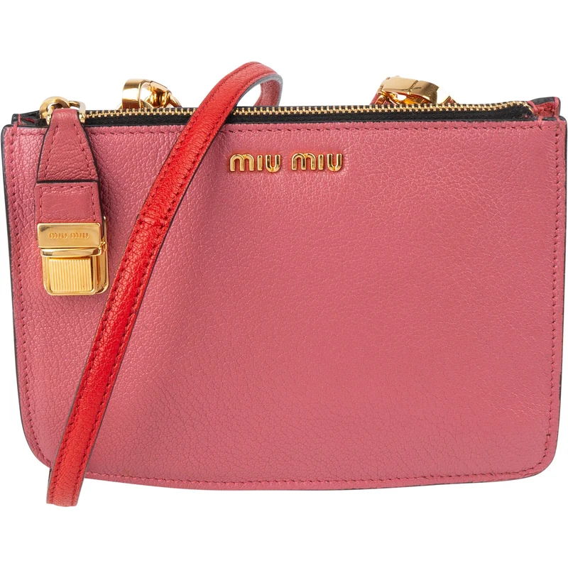 Miu Miu Madras Leather Double Zip Crossbody Bag