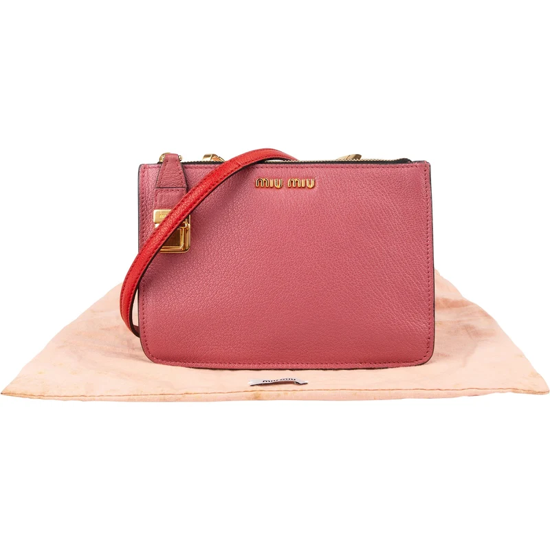 Miu Miu Madras Leather Double Zip Crossbody Bag