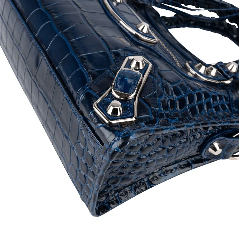 Balenciaga Croc-Embossed Leather Neo Cagole City Handbag
