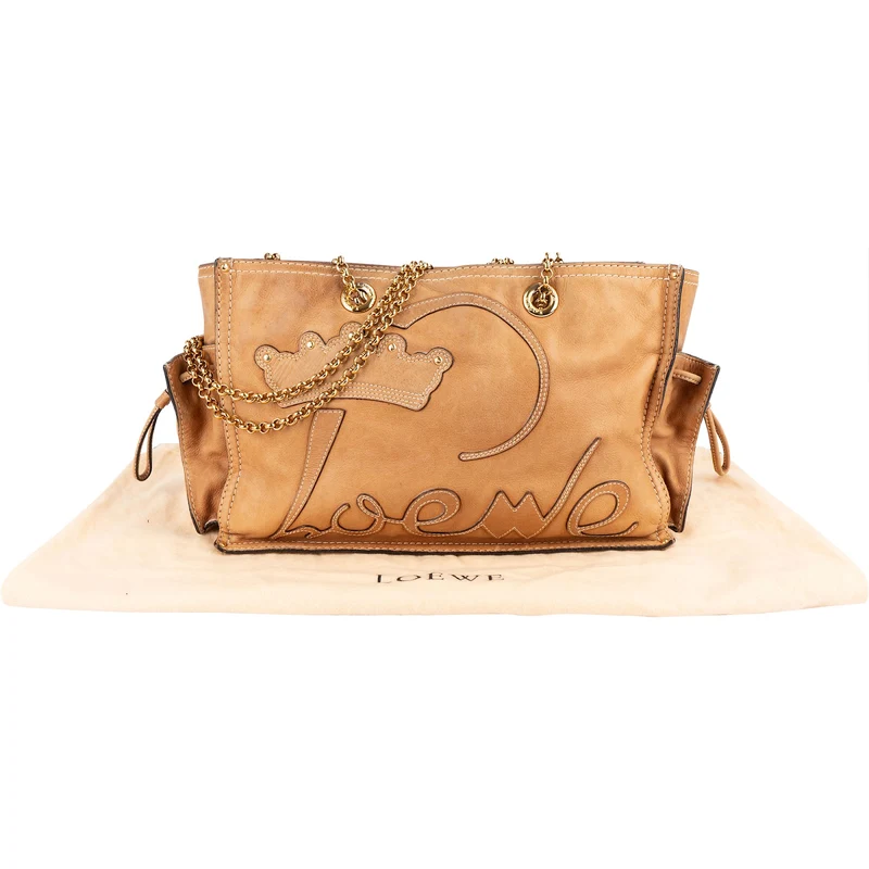 Loewe Leather Crowns Tote Chain Crossbody Bag