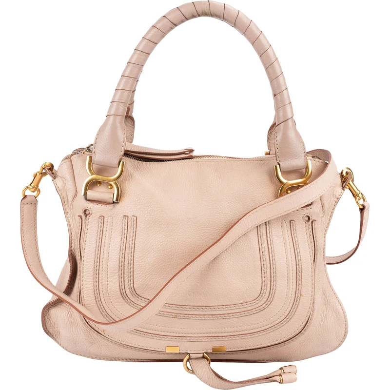 Chloé Grained Calfskin Marcie Satchel Handbag