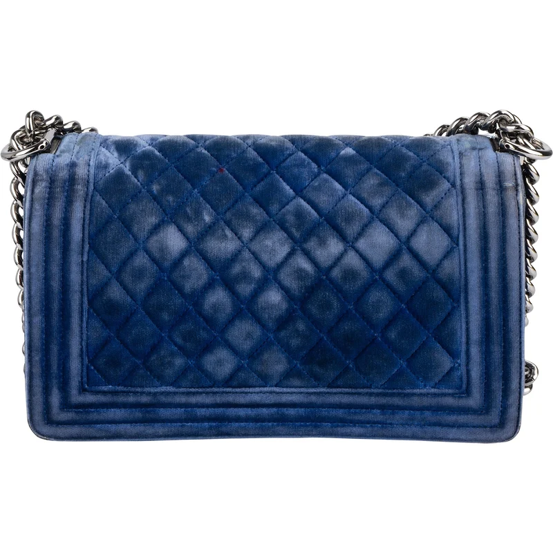 Chanel Blue Velvet Medium Boy Crossbody Bag