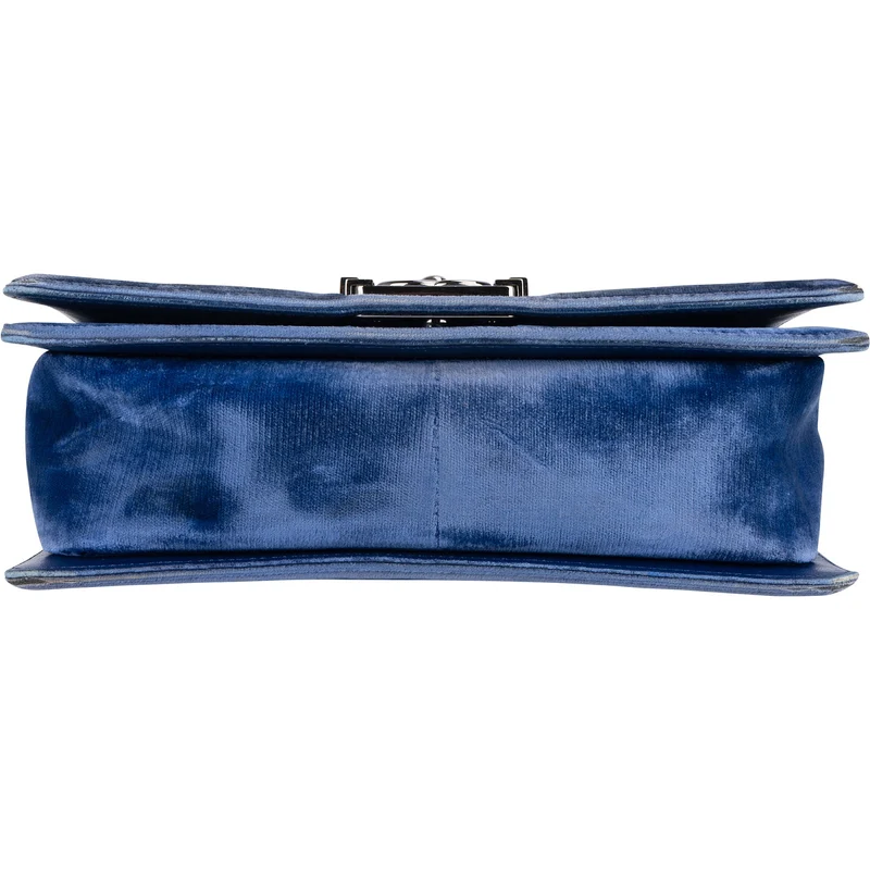Chanel Blue Velvet Medium Boy Crossbody Bag