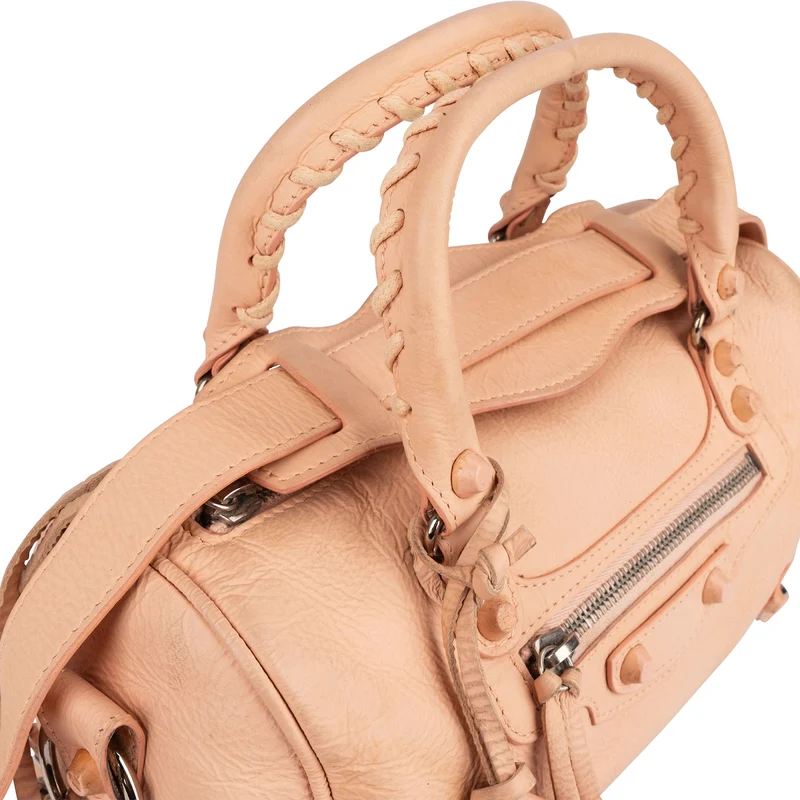 Balenciaga Pink Leather Mini City Handbag