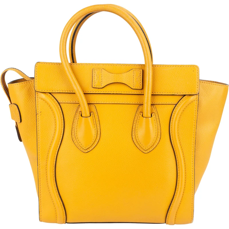 Céline Yellow Leather Luggage Handbag