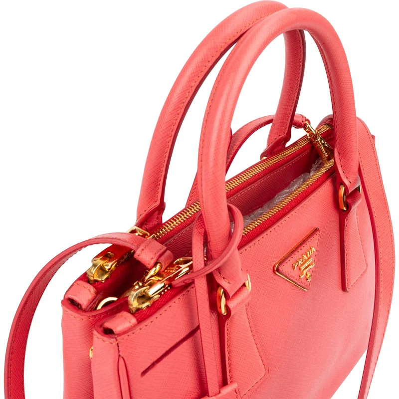 Prada Pink Saffiano Leather Small Galleria Handbag