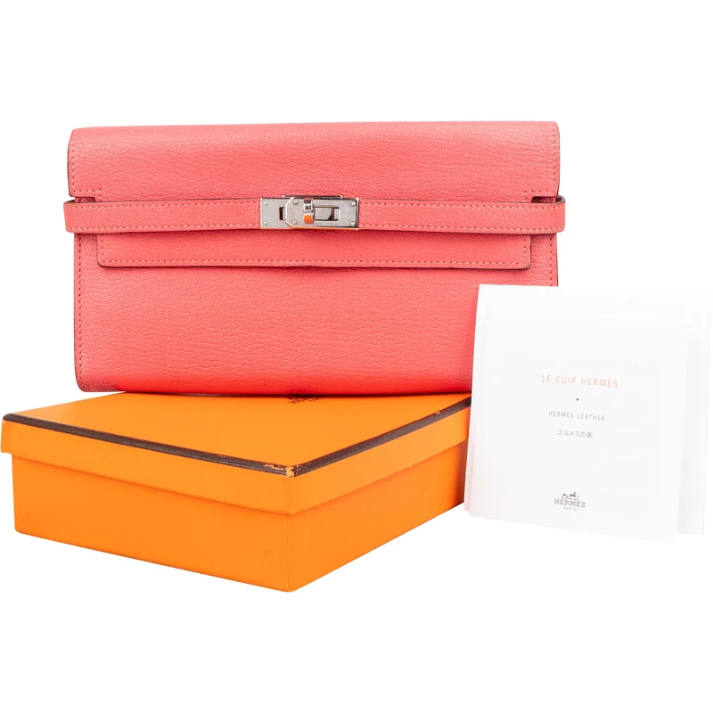 Hermès Bubble Gum Mysore Leather Kelly Wallet