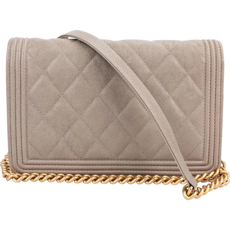 Chanel Quilted Caviar Leather Boy Wallet On Chain Crossbody Bag