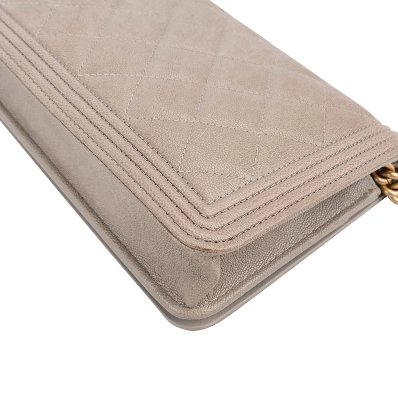 Chanel Quilted Caviar Leather Boy Wallet On Chain Crossbody Bag
