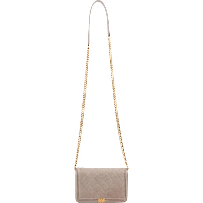 Chanel Quilted Caviar Leather Boy Wallet On Chain Crossbody Bag