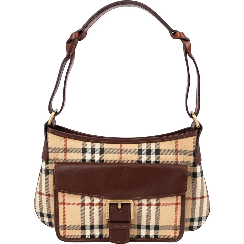 Burberry Nova-Check Monogram Pocket Buckle Small Shoulder Bag