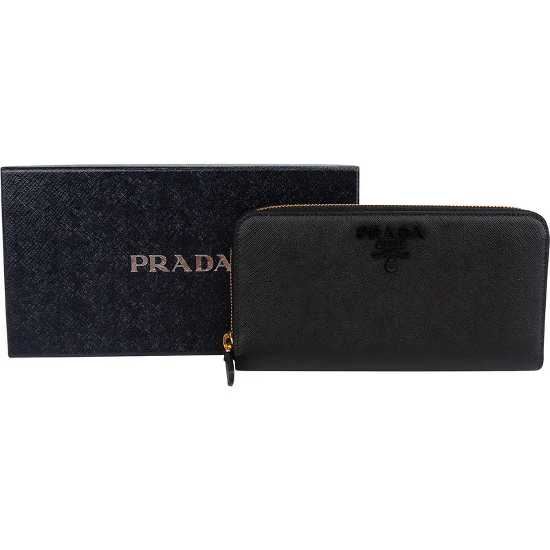 Prada Saffiano Leather Zip Around Wallet