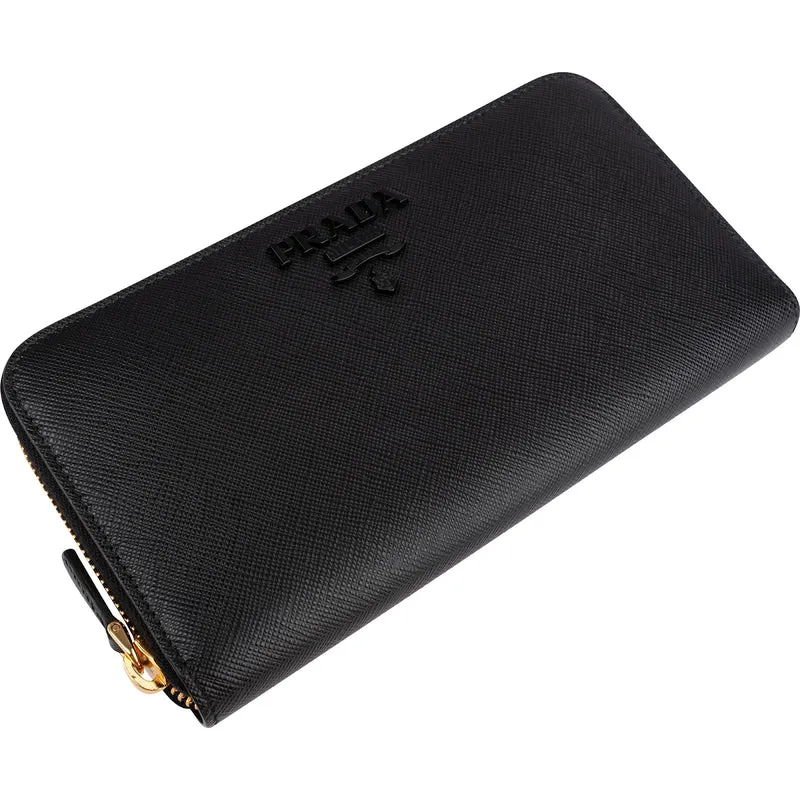 Prada Saffiano Leather Zip Around Wallet