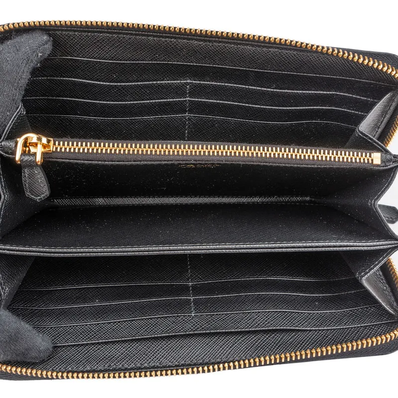 Prada Saffiano Leather Zip Around Wallet