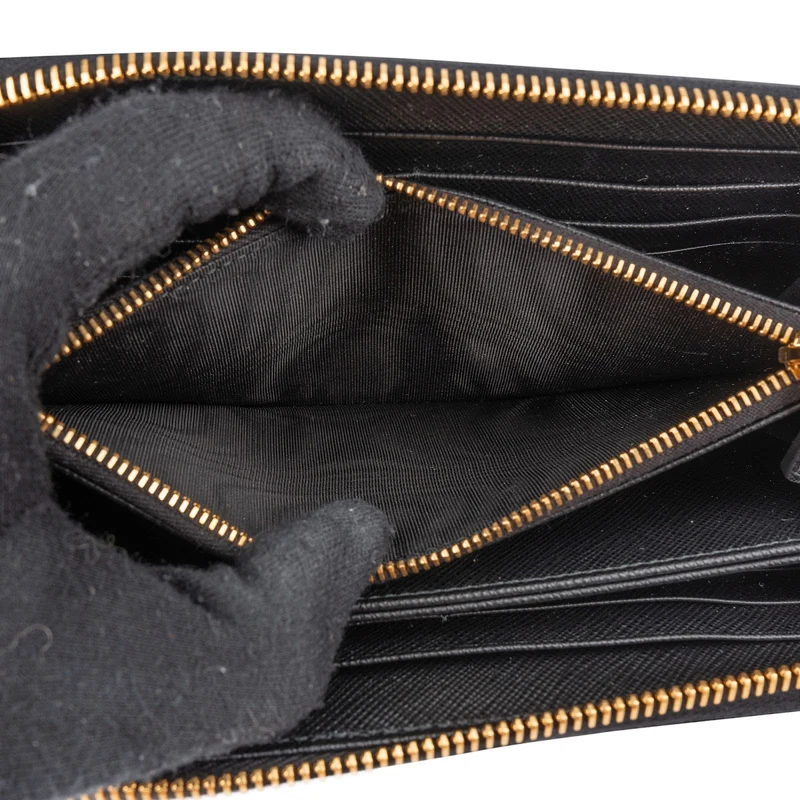 Prada Saffiano Leather Zip Around Wallet