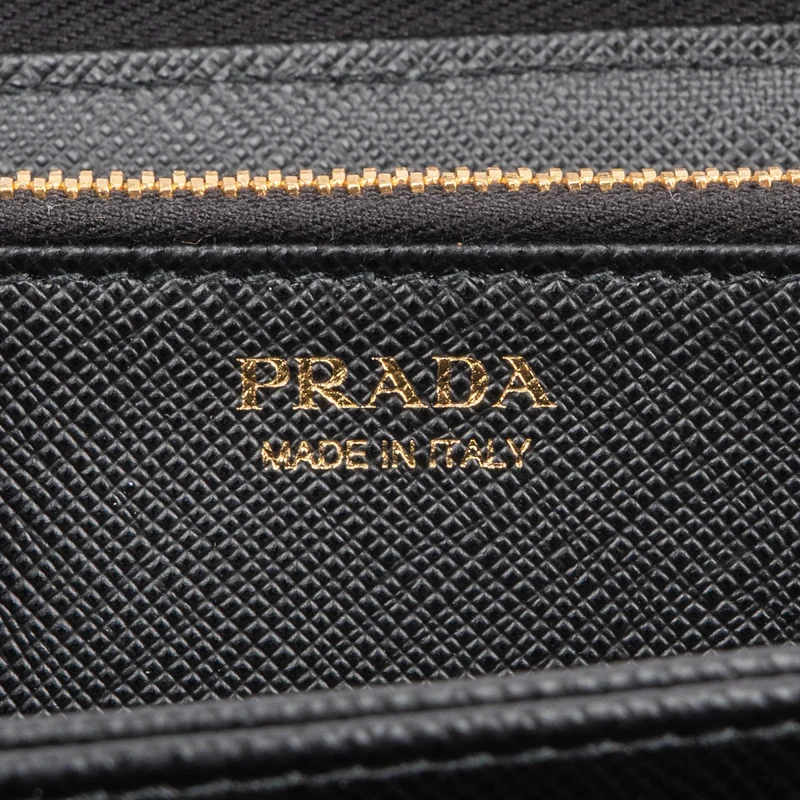 Prada Saffiano Leather Zip Around Wallet