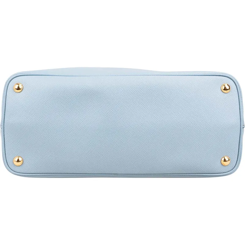 Prada Blue Saffiano Leather Tote Double Handbag