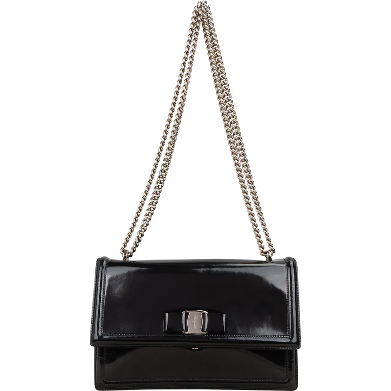 Salvatore Ferragamo Patent Leather Vara Bow Flap Crossbody Bag