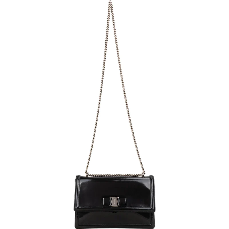 Salvatore Ferragamo Patent Leather Vara Bow Flap Crossbody Bag