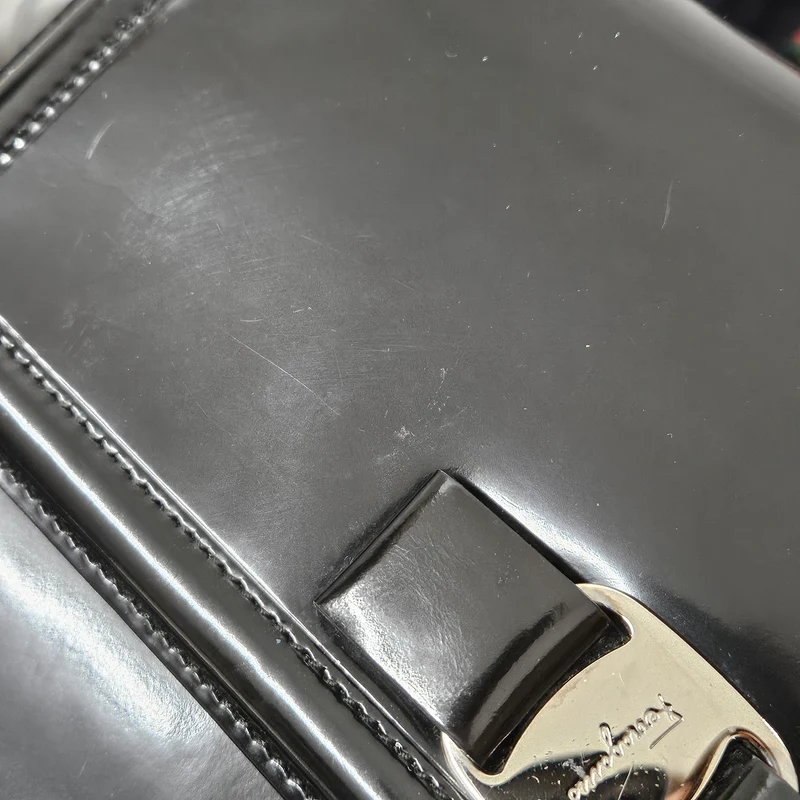 Salvatore Ferragamo Patent Leather Vara Bow Flap Crossbody Bag