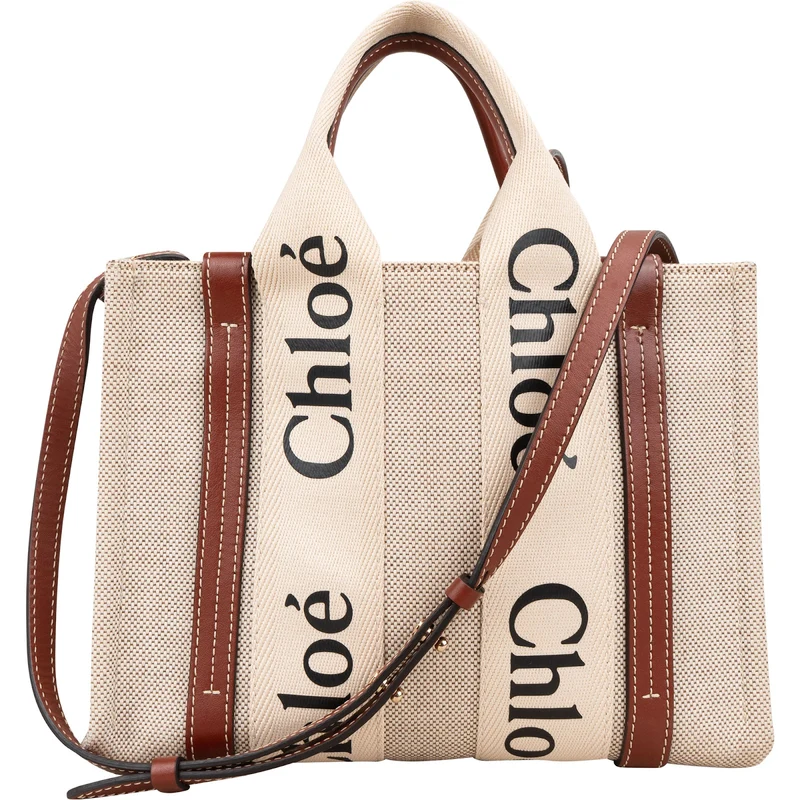 Chloé Canvas Small Woody Tote Crossbody Handbag