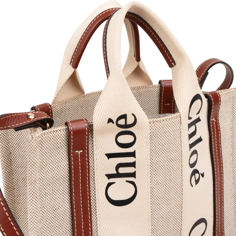 Chloé Canvas Small Woody Tote Crossbody Handbag