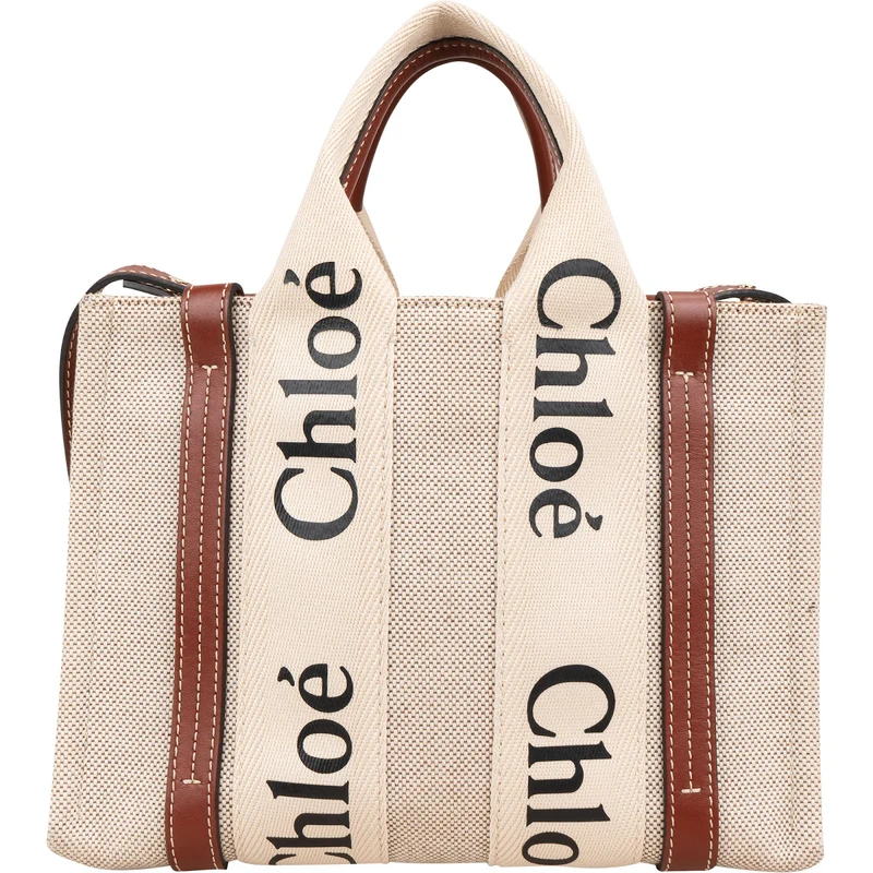 Chloé Canvas Small Woody Tote Crossbody Handbag